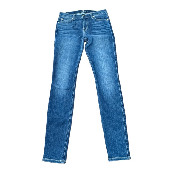 7 For All Mankind Gwenevere Skinny Stretch Blue Denim Jeans Women’s Size 26 - Picture 1 of 13
